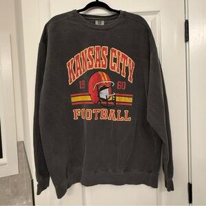 Kansas City Chiefs Football Comfort Colors Sweatshirt - 2XL - Charcoal Gray